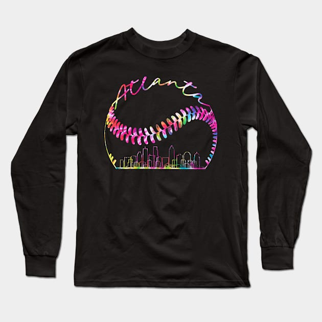 Atlanta, Tie Dye, Baseball, City, Baseball player Long Sleeve T-Shirt by Sandra Holloman